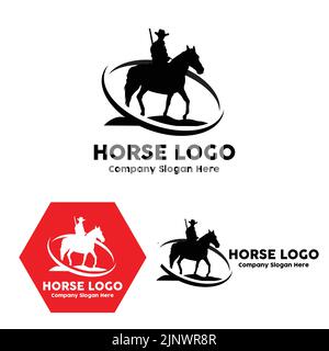 vettore logo cavallo, evento sportivo mondiale, corse di velocità, disegno di animali Illustrazione Vettoriale