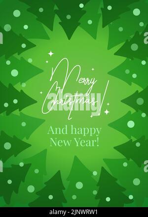 Green Pines biglietto di auguri albero di Natale in elegante illustrazione di stile di lusso Illustrazione Vettoriale
