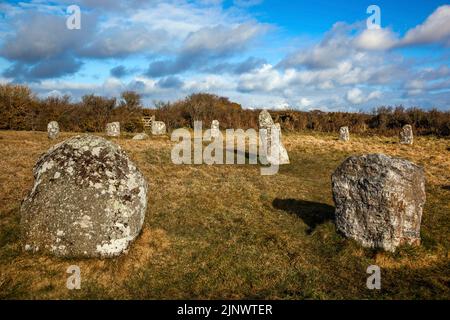 Boscawen-un Stone Circle; vicino a St. Buryan; Cornovaglia occidentale Foto Stock