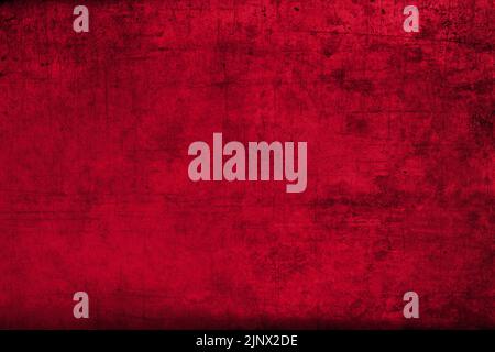 Colore rosso scuro, ruvido, macchiato e graffiato. Sfondo grunge astratto, modello vuoto Foto Stock