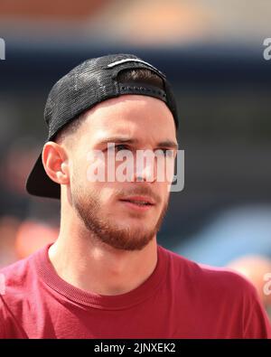 Nottingham, Regno Unito. 14th agosto 2022; il City Ground, Nottingham, Nottinghamshire, Inghilterra; Calcio della Premier League, Nottingham Forest contro West Ham : il riso Declan di West Ham United arriva al City Ground Credit: Action Plus Sports Images/Alamy Live News Foto Stock