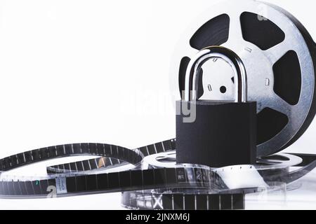 Noleggio film vietato. Blocco degli annunci. Film vietato. Elenco delle sanzioni nella produzione cinematografica. Foto Stock