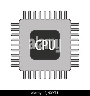 Simbolo icona di design piatto del chip della CPU microchip - illustrazione vettoriale Illustrazione Vettoriale