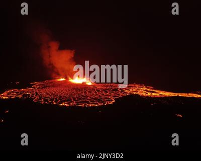 Drone Shot di Fagradalfjall Vulcano Foto Stock