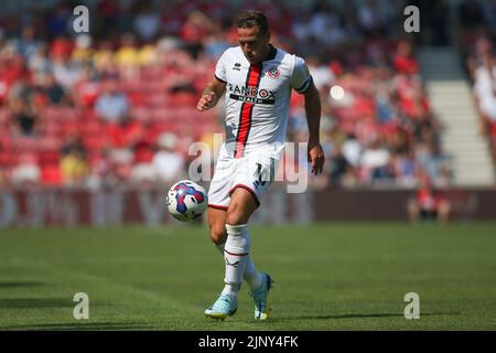 Middlesbrough, Regno Unito. 14th agosto 2022. Billy Sharp di Sheffield United durante la partita del campionato Sky Bet tra Middlesbrough e Sheffield United al Riverside Stadium di Middlesbrough domenica 14th agosto 2022. (Credit: Michael driver | MI News) Credit: MI News & Sport /Alamy Live News Foto Stock