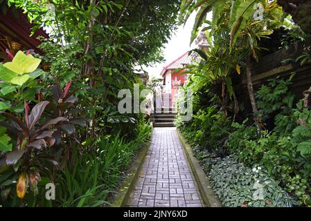 Giardino Balinese all'interno del palazzo Puri Saren Agung Foto Stock