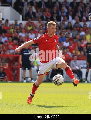 Nottingham, Regno Unito. 14th agosto 2022; il City Ground, Nottingham, Nottinghamshire, Inghilterra; Calcio della Premier League, Nottingham Forest contro West Ham : Lewis o'Brien di Nottingham Forest Credit: Action Plus Sports Images/Alamy Live News Foto Stock