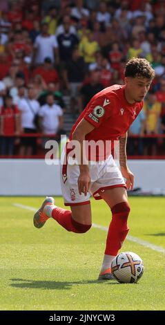 Nottingham, Regno Unito. 14th agosto 2022; il City Ground, Nottingham, Nottinghamshire, Inghilterra; Premier League football, Nottingham Forest contro West Ham : Neco Williams di Nottingham Forest Credit: Action Plus Sports Images/Alamy Live News Foto Stock