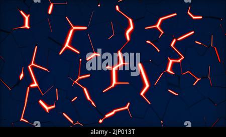 una spaccatura nel terreno rosso incandescente (3d rendering) Foto Stock