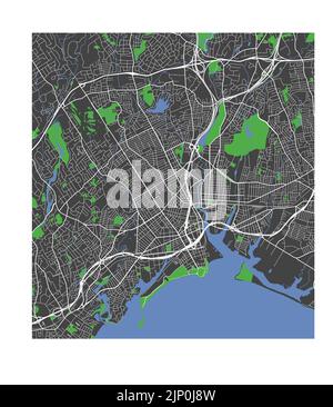 Mappa vettoriale modificabile della città di Bridgeport, Connecticut, Stati Uniti Illustrazione Vettoriale