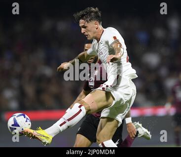 Salerno, Italia. 14th ago, 2022. Nicolo Zaniolo di Roma è in azione durante una Serie A Football Match tra Roma e Salernitana a Salerno, Italia, il 14 agosto 2022. Credit: Str/Xinhua/Alamy Live News Foto Stock