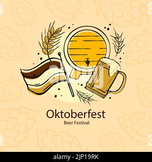 Illustrazione disegnata a mano per l'oktoberfest festival Vector Illustration Illustrazione Vettoriale