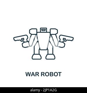 Icona robot di guerra. Icona elemento di gioco monocromatico a linea semplice per modelli, web design e infografiche Illustrazione Vettoriale