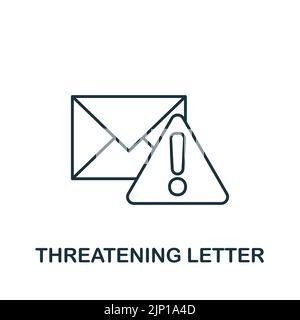 Icona lettera minacciosa. Icona di molestie monocromatica a linee semplici per modelli, web design e infografiche Illustrazione Vettoriale