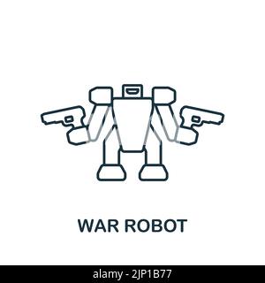 Icona robot di guerra. Icona elemento di gioco monocromatico a linea semplice per modelli, web design e infografiche Illustrazione Vettoriale