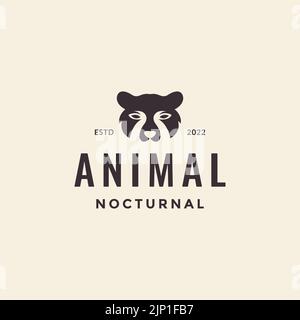 testa raccoon hipster logo vintage Illustrazione Vettoriale