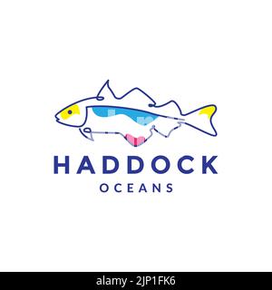 haddock pesce astratto logo design Illustrazione Vettoriale