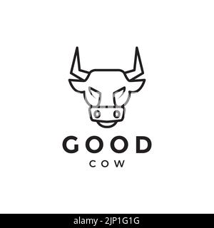 design moderno con logo minimal head cow Illustrazione Vettoriale