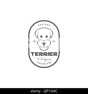 logo testa cane terrier badge vintage Illustrazione Vettoriale