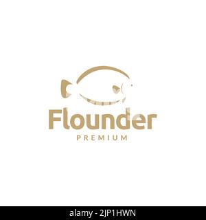 design con logo minimal fish flounder Illustrazione Vettoriale