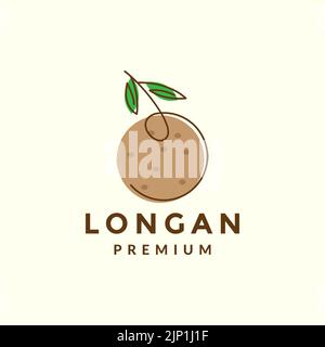 linea arte frutto longan logo design Illustrazione Vettoriale