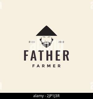 vecchio uomo portatore di fattoria hippster logo design Illustrazione Vettoriale