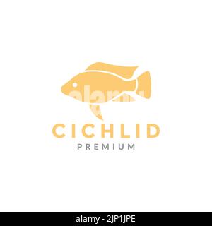 piatto pesce cichlid logo design Illustrazione Vettoriale