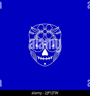 art linee cranio con fiori logo design Illustrazione Vettoriale