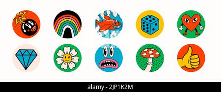 Cartoon vettoriale astratto mette in evidenza le copertine per le storie di un social media Illustrazione Vettoriale