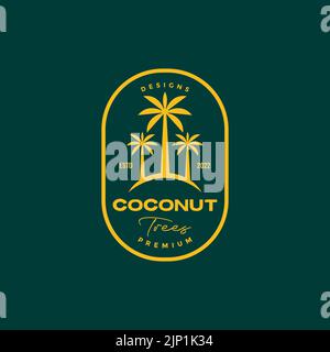 albero di noce di cocco logo design foresta Illustrazione Vettoriale