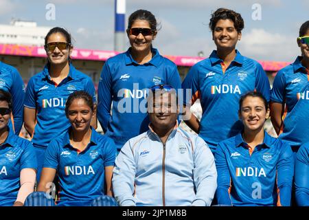 06-8-22 - la squadra di cricket indiana femminile al campo di cricket di Edgbaston durante i Giochi del Commonwealth di Birmingham del 2022. Foto Stock