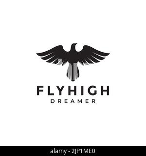 flat fly falcon moderno logo design Illustrazione Vettoriale