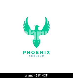 design piatto phoenix fly colorato con logo Illustrazione Vettoriale