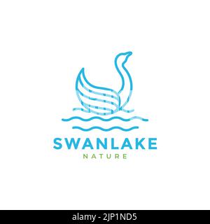 arte moderna minimalista cigno goose logo lago Illustrazione Vettoriale