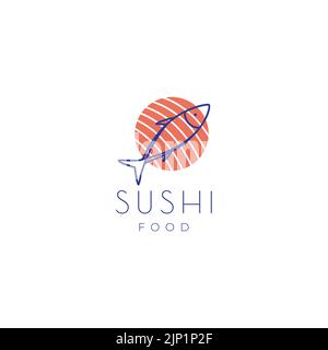 pesce carne sushi logo design Illustrazione Vettoriale