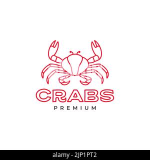linee di colore rosso granchio logo design Illustrazione Vettoriale