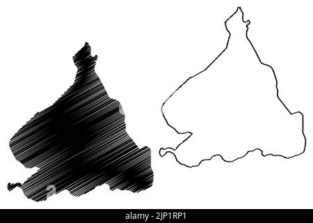 Isola di Zembra (Repubblica di Tunisia) illustrazione vettoriale di mappa, disegno di scricbble mappa di Zembretta Illustrazione Vettoriale