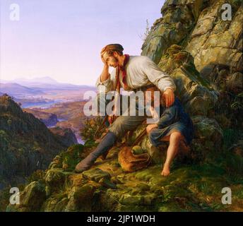 Dipinto di Karl Friedrich Lessing, The Robber and His Child, olio su tela, 1832 Foto Stock
