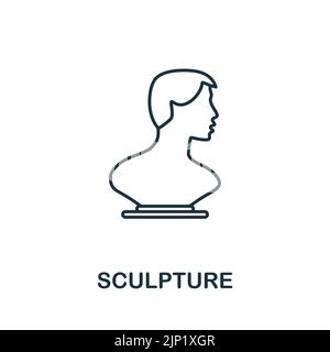 Icona della linea di scultura. Icona monocromatica di contorno di scultura semplice per modelli, web design e infografiche Illustrazione Vettoriale