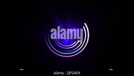 Immagine dei cerchi rosa, blu e verde su sfondo nero Foto Stock