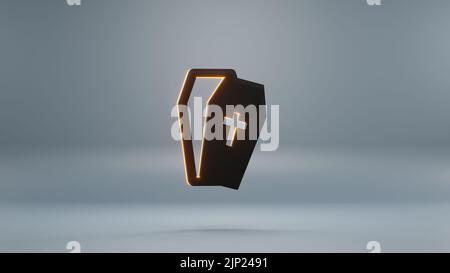 Bella Halloween astratta, nero RIP con simbolo di luce arancione su sfondo blu . illustrazione del rendering 3d. Motivo di sfondo per il disegno. Hal Foto Stock