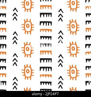 Etnia senza giunture modello Tribal African Aztec astratto sfondo Illustrazione Vettoriale