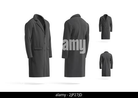 Mockup nero bianco del cappotto di lana, lati differenti Foto Stock