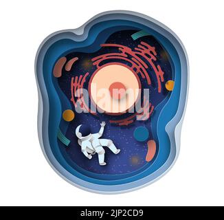Cellula del corpo umano e vettore di carta dell'astronauta Illustrazione Vettoriale