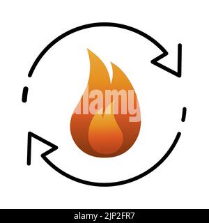 Processi metabolici icona fuoco con frecce di rotazione Illustrazione Vettoriale