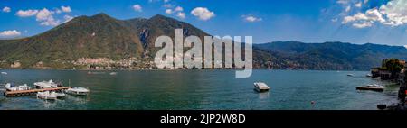 Stupendo panorama, grande formato, immagine di Bellano & Gittana, Lago di Como da Nobiallo, Lombardie, Italia Foto Stock