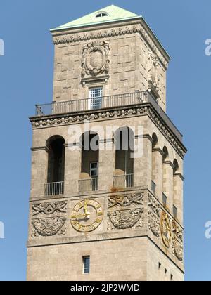 La torre del municipio nella città di Mülheim Foto Stock