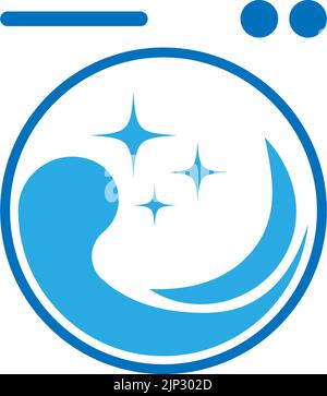 Lavanderia, lavaggio vestiti icona logo illustrazione t Illustrazione Vettoriale