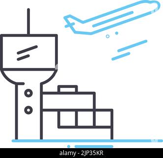 icona della linea airport, simbolo di contorno, illustrazione vettoriale, segnale concettuale Illustrazione Vettoriale