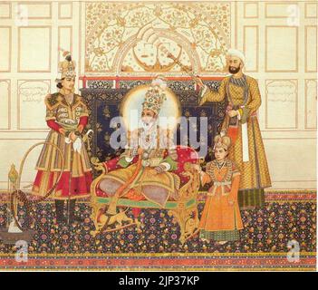 L'imperatore Bahadur Shah II in trono Foto Stock